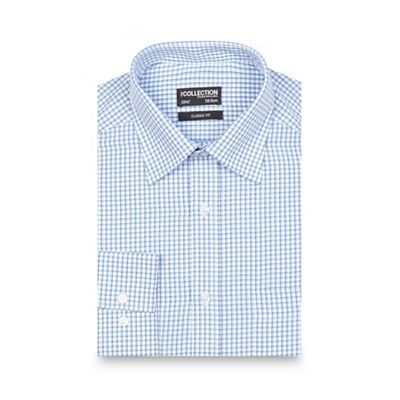 The Collection Big and tall blue checked print regular fit shirt
